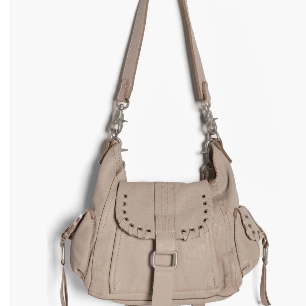 Free People Taupe Shoulder Bag with Stud Trim